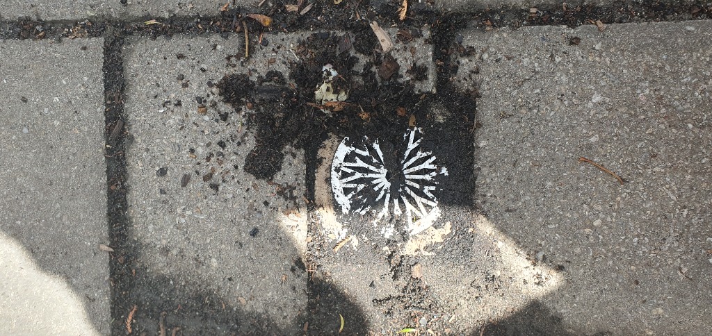 Blocked stormwater drain on the ground